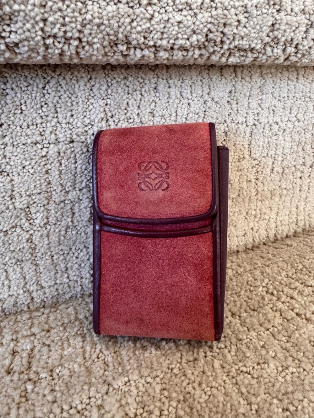 Loewe Compact Burgundy Leather Card Holder/Travel Pouch